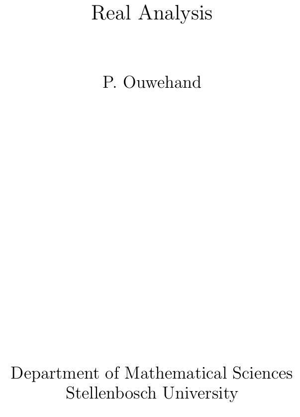 Real Analysis — P. Ouwehand